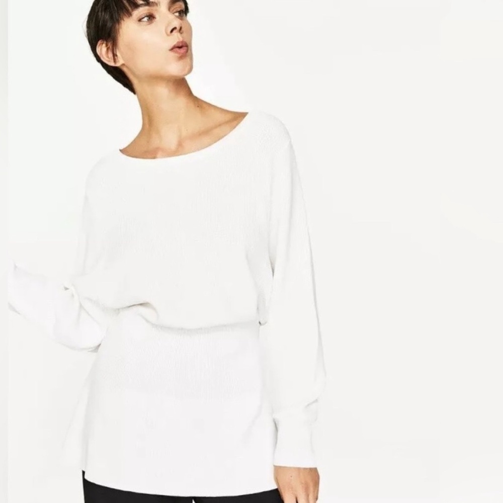 Zara White Long Sleeve Top